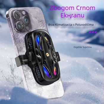 Klip za stražnju stranu telefona za hlađenje s RGB osvjetljenjem i tri digitalna zaslona (Model: 12, Snaga: 15W, Težina: 158 g, Materijal: ABS+PC+aluminijska legura, Sučelje: Type-C)