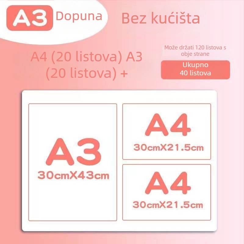 Knjiga za certifikate – kožna površina, 40 stranica, bez logotipa, poklon za djecu i razredne kolege