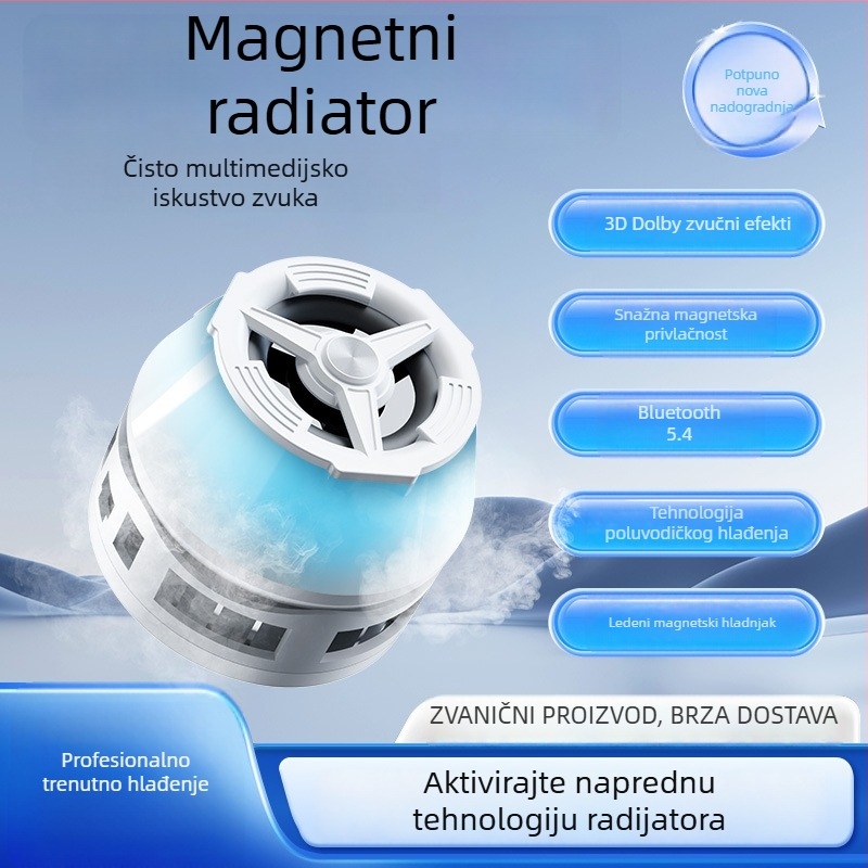Zl18 Magnetski hladnjak za mobitel s poluvodičkim hlađenjem i ugrađenim Bluetooth zvučnikom – 10W, ABS, USB-C, 106g