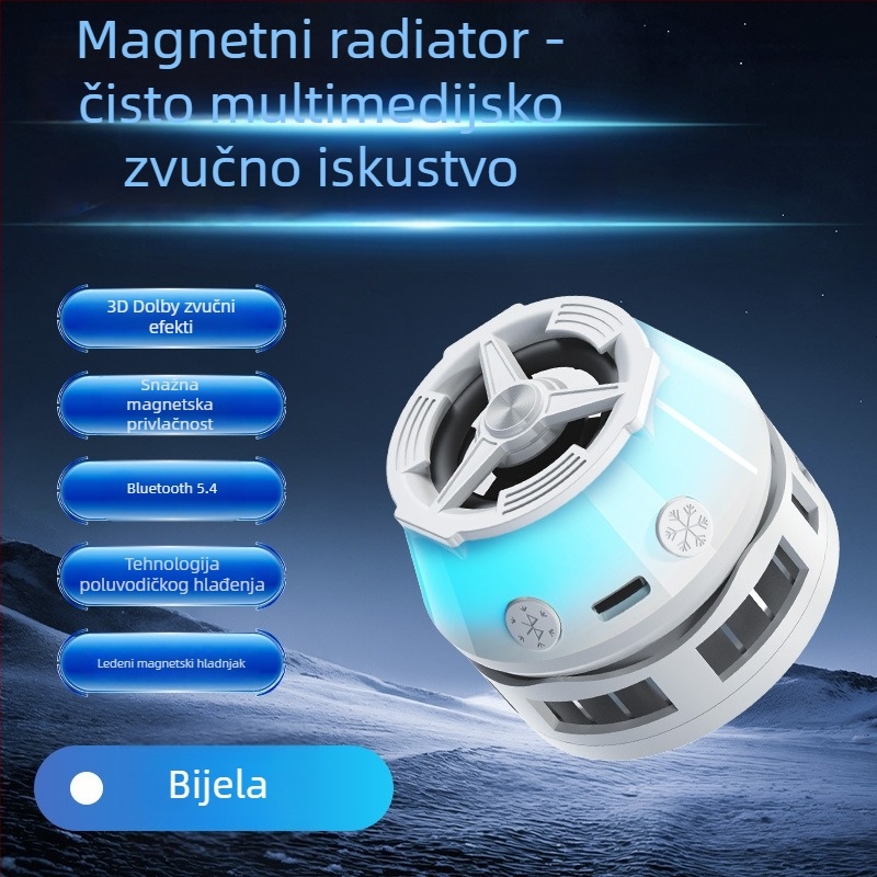 Zl18 Magnetski hladnjak za mobitel s poluvodičkim hlađenjem i ugrađenim Bluetooth zvučnikom – 10W, ABS, USB-C, 106g