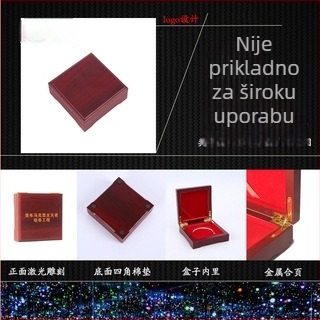 Drvena kutija za nakit s preklopnim poklopom, otisnuto logo, bronziranje (srebro), unutarnja podstava od fluff + EVA, model 2018