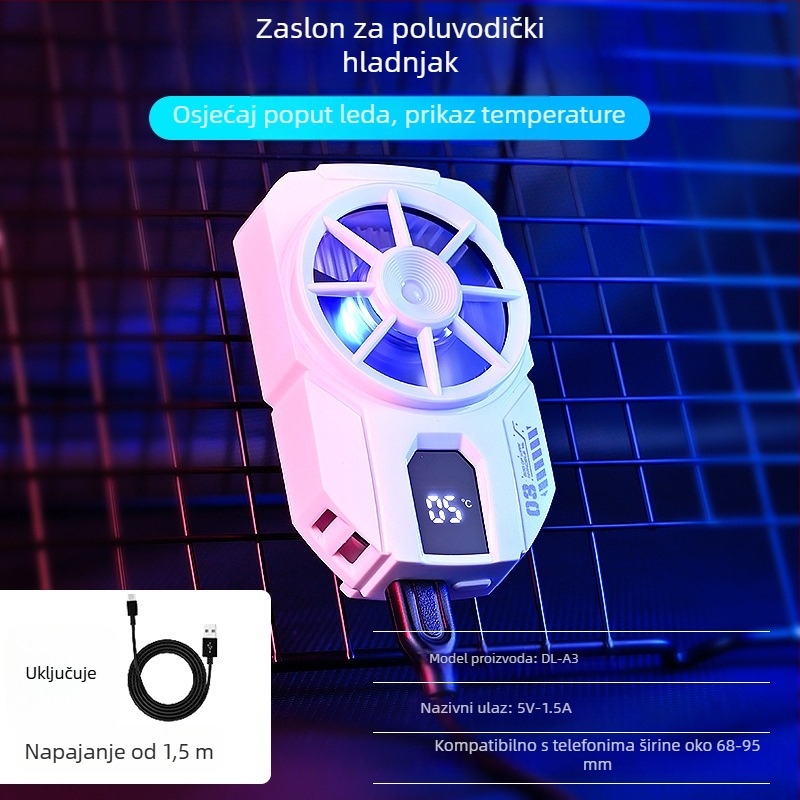 MEMO DLA3 Hlađenje za mobitel s poluvodičkim hlađenjem i prikazom temperature, Type-C, 8W