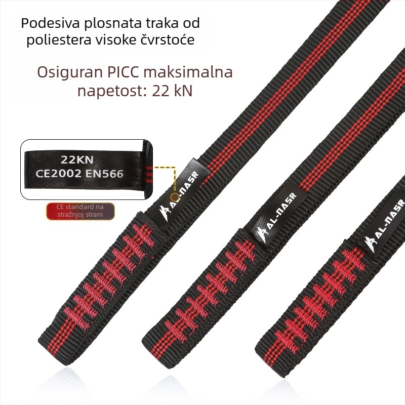 Poliesterska užad za outdoor penjanje - višenamjensko plosnato uže, otporno na habanje, nosivost 22 kN