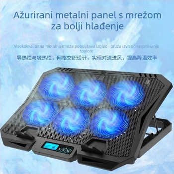 X6A laptop hlađenje s ventilatorom – 6 toplinskih cijevi, 1200–2500 RPM, ABS materijal, 2 USB porta