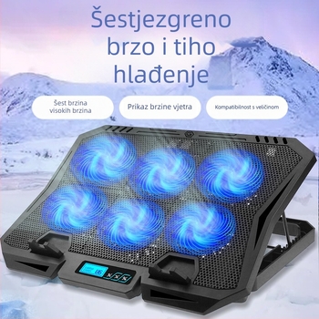 X6A laptop hlađenje s ventilatorom – 6 toplinskih cijevi, 1200–2500 RPM, ABS materijal, 2 USB porta