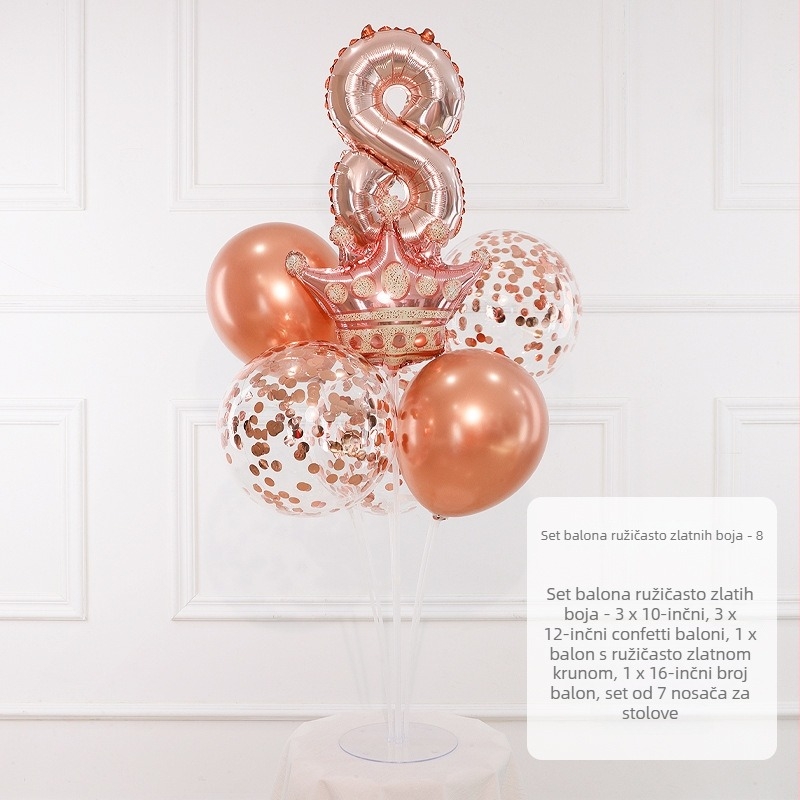 Rođendanska kolona balona s brojevima 0–9, aluminijska folija, pogodna za prve rođendane i sportske događaje