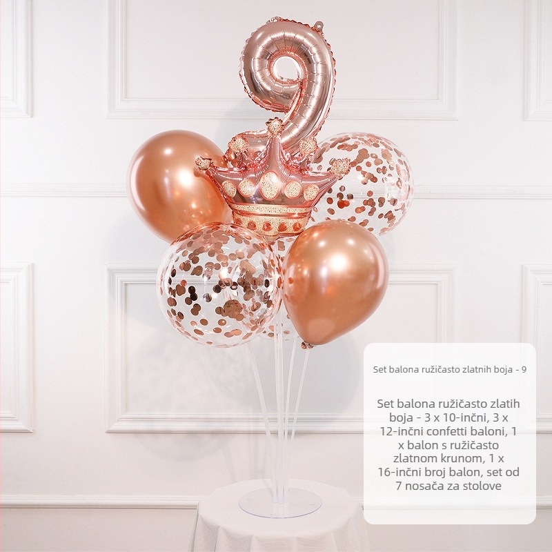 Rođendanska kolona balona s brojevima 0–9, aluminijska folija, pogodna za prve rođendane i sportske događaje