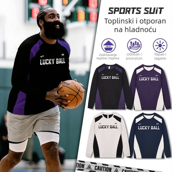 Dugih rukava košarkaški trening dres – prozračan, brzo se suši, 100% poliester, okrugli ovratnik, za muškarce i žene