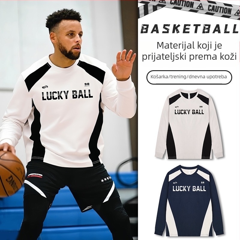 Dugih rukava košarkaški trening dres – prozračan, brzo se suši, 100% poliester, okrugli ovratnik, za muškarce i žene