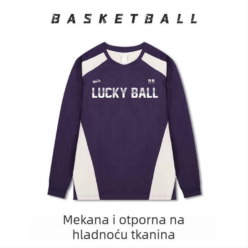 Dugih rukava košarkaški trening dres – prozračan, brzo se suši, 100% poliester, okrugli ovratnik, za muškarce i žene