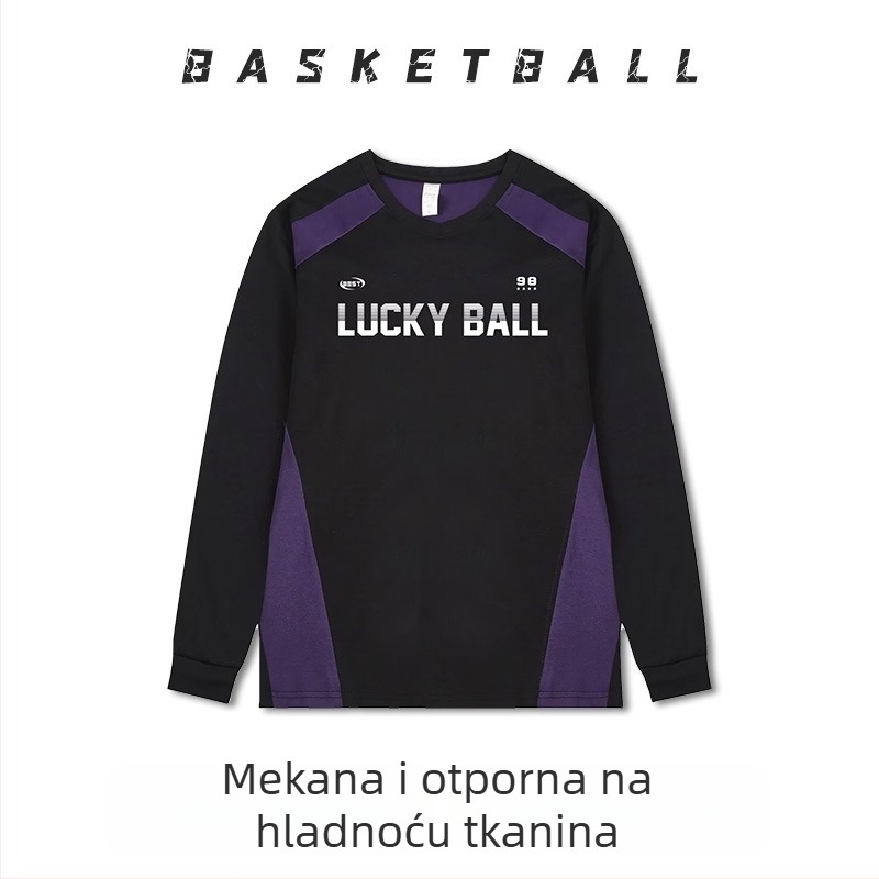 Dugih rukava košarkaški trening dres – prozračan, brzo se suši, 100% poliester, okrugli ovratnik, za muškarce i žene