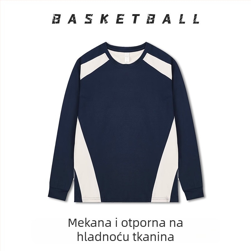 Dugih rukava košarkaški trening dres – prozračan, brzo se suši, 100% poliester, okrugli ovratnik, za muškarce i žene