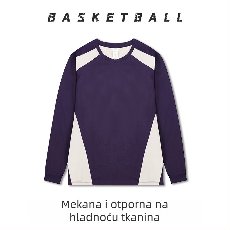 Dugih rukava košarkaški trening dres – prozračan, brzo se suši, 100% poliester, okrugli ovratnik, za muškarce i žene