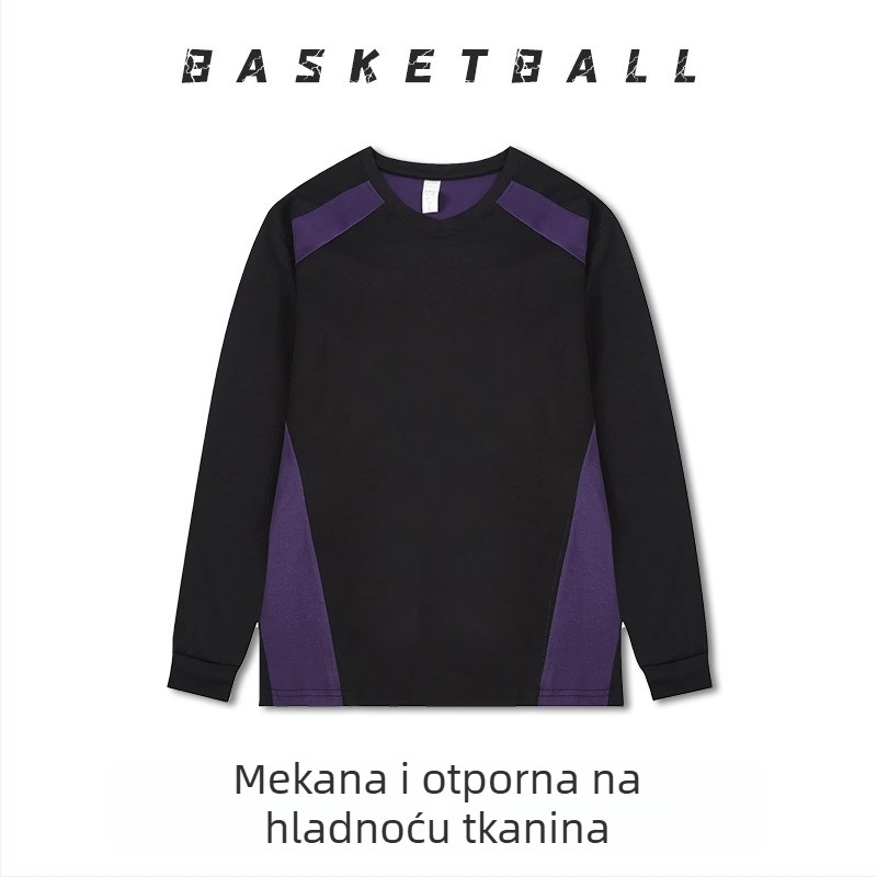 Dugih rukava košarkaški trening dres – prozračan, brzo se suši, 100% poliester, okrugli ovratnik, za muškarce i žene