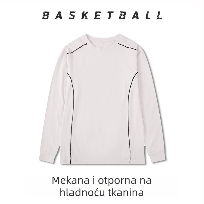 Dugih rukava košarkaški trening dres – prozračan, brzo se suši, 100% poliester, okrugli ovratnik, za muškarce i žene