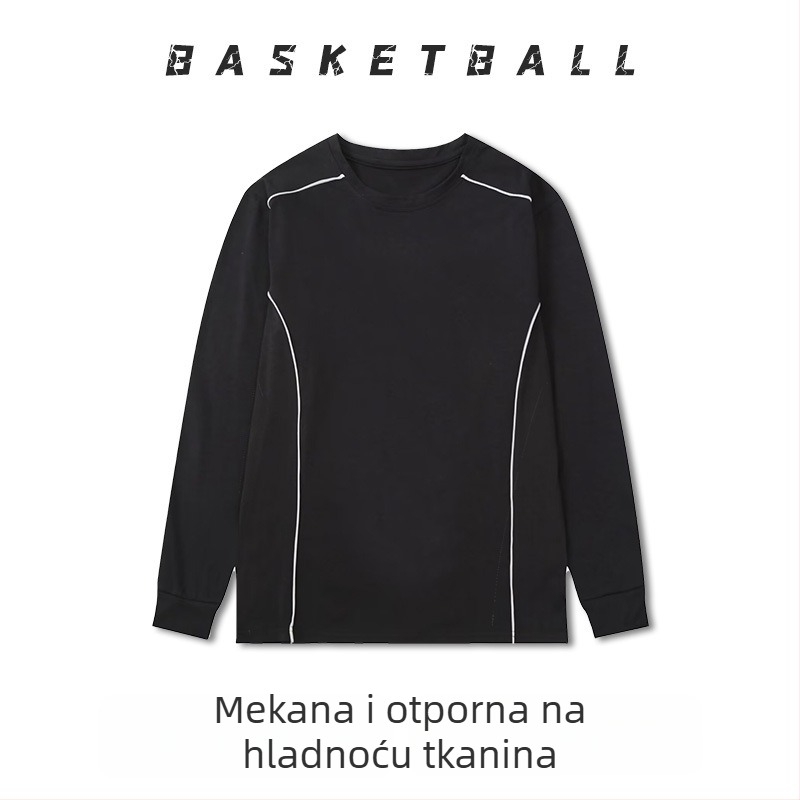 Dugih rukava košarkaški trening dres – prozračan, brzo se suši, 100% poliester, okrugli ovratnik, za muškarce i žene