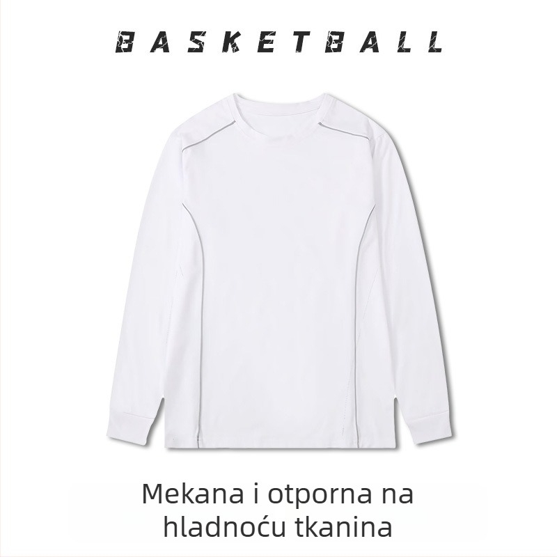 Dugih rukava košarkaški trening dres – prozračan, brzo se suši, 100% poliester, okrugli ovratnik, za muškarce i žene