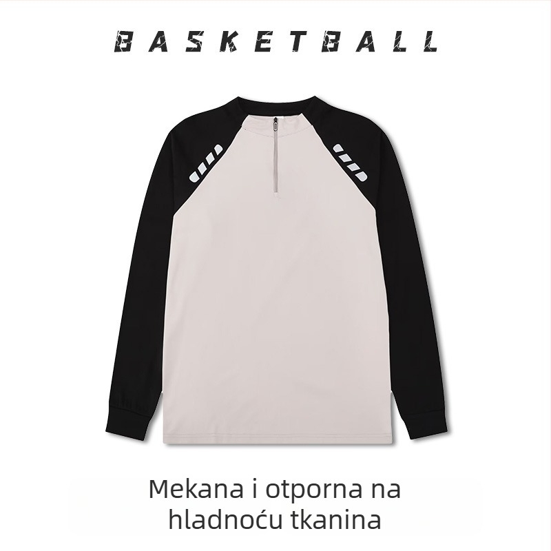 Dugih rukava košarkaški trening dres – prozračan, brzo se suši, 100% poliester, okrugli ovratnik, za muškarce i žene