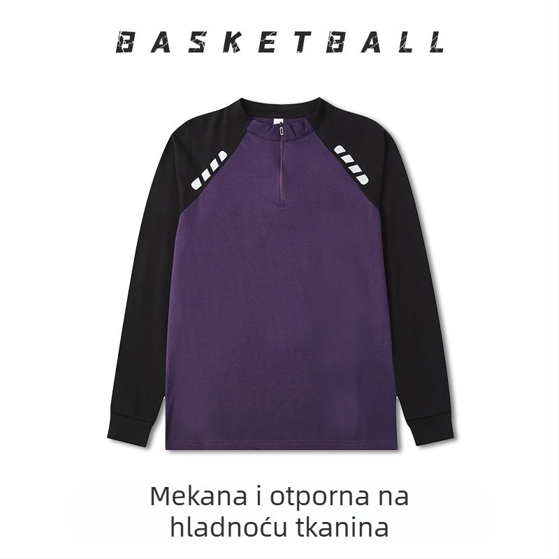 Dugih rukava košarkaški trening dres – prozračan, brzo se suši, 100% poliester, okrugli ovratnik, za muškarce i žene