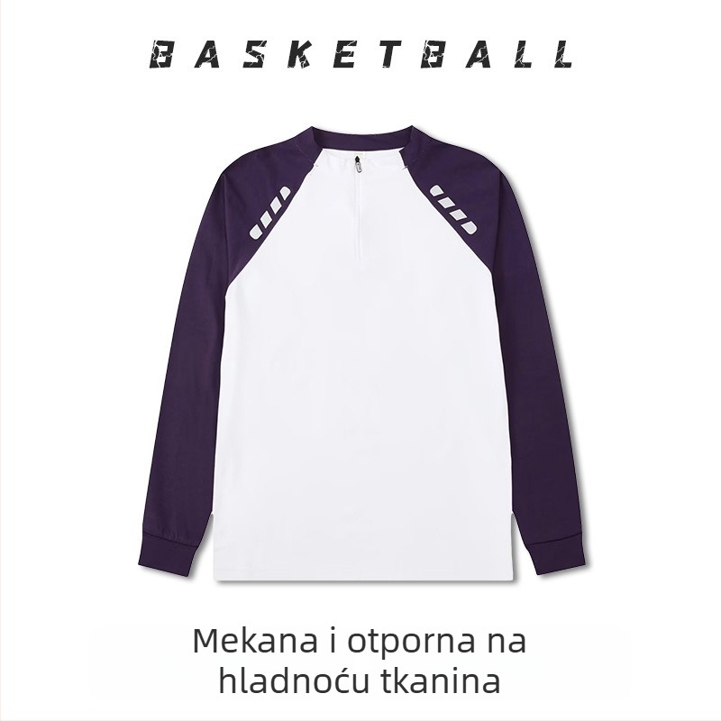 Dugih rukava košarkaški trening dres – prozračan, brzo se suši, 100% poliester, okrugli ovratnik, za muškarce i žene