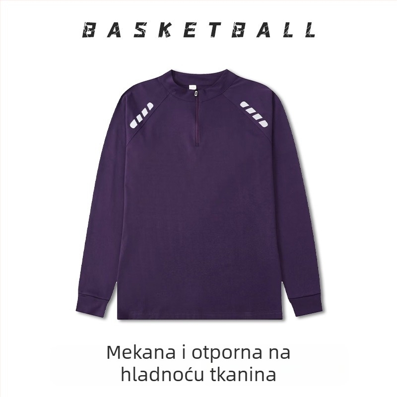 Dugih rukava košarkaški trening dres – prozračan, brzo se suši, 100% poliester, okrugli ovratnik, za muškarce i žene