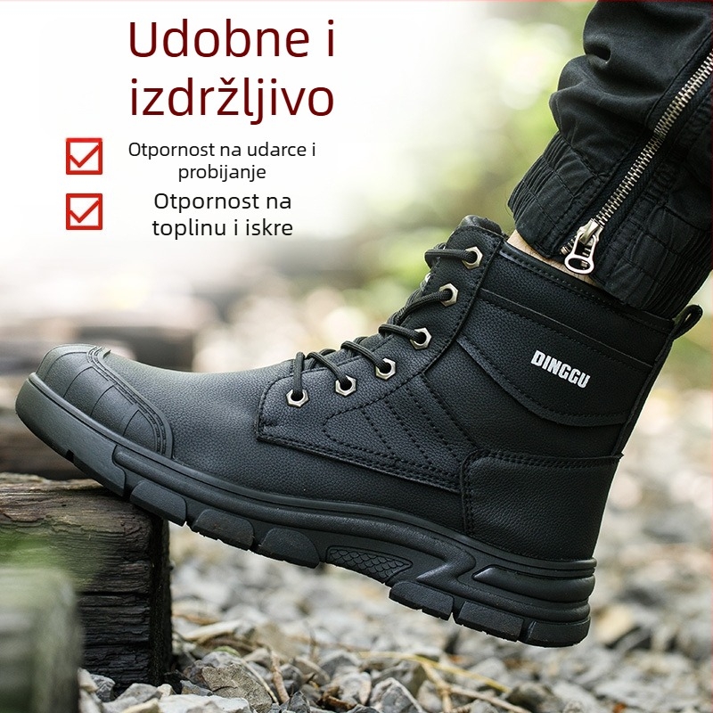 Visoke zaštitne cipele s čeličnim vrhom, mikrovlaknasta koža, otporne na udarce i probijanje