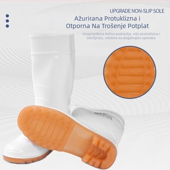 Unisex cipele za higijenu hrane – vodootporne i otporne na ulje, protuklizne, otporne na kiseline i lužine, sa srednje visokim cilindrom, plastične kišne čizme