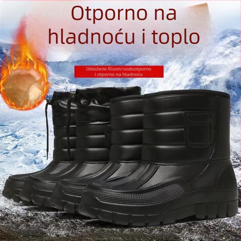 Zimske vodonepropusne čizme za snijeg sa bočnim zatvaračem, pamuk vrh, podstava od ovčje kože, EVA uložak
