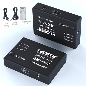 HDMI prekidač 4K za TV, s daljinskim buđenjem i upravljanjem napajanjem