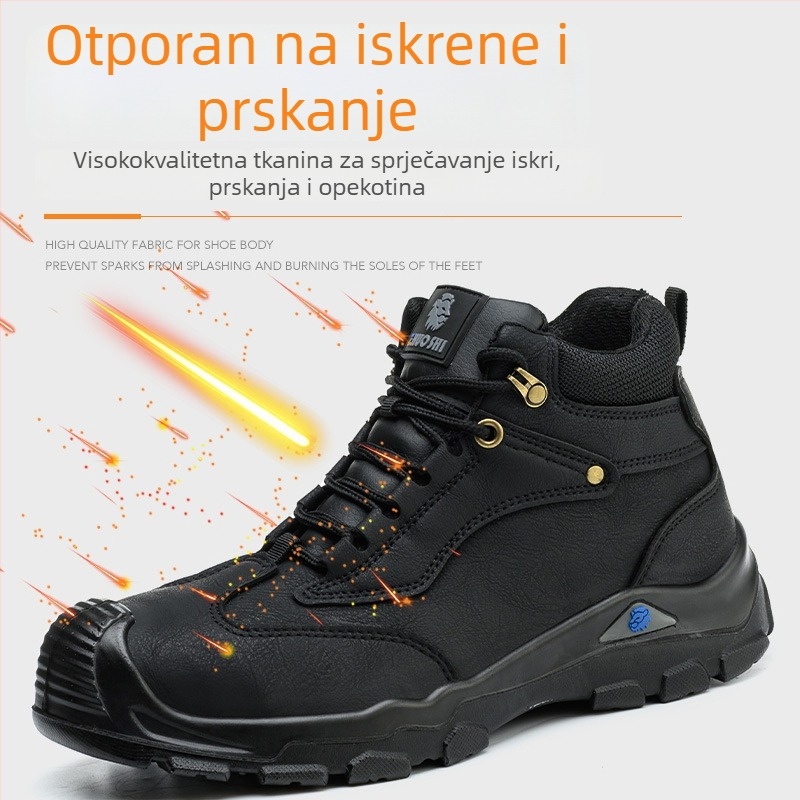 Zimske cipele za sigurnost s flecom, visokim gornjim dijelom, mikrovlaknena koža, čelična zaštita prstiju, zaštita od udara i probijanja