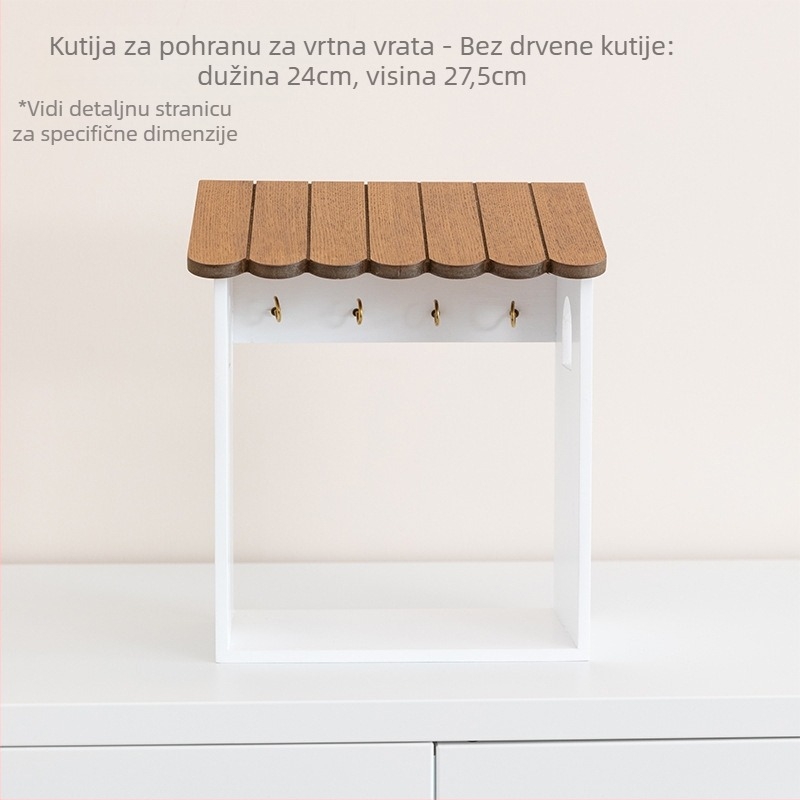 Drvena kutija za ulazni hodnik za držanje ključeva, s poklopcem, model 985, borovo drvo, INS stil, karikatura uzorak, kapacitet 2 L
