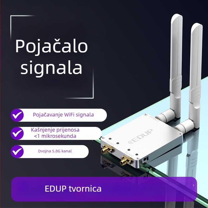 Dvokanalni pojačivač signala za usmjerivače i mrežne kartice, 2.4/5.8 GHz, izlaz 4W, kompatibilno s 802.11n