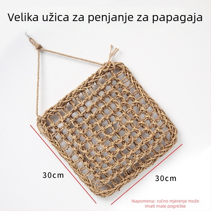 Igračka za papigu s mrežom za penjanje, privjeskom za žvakanje i ljestvicom – motiv tigrove kože i božura za odrasle ptice