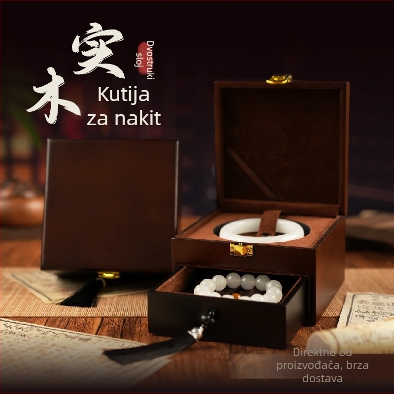 Drvena kutija za pohranu narukvica, dvostruki sloj pakiranja nakita — Fifth Generation Craftsman