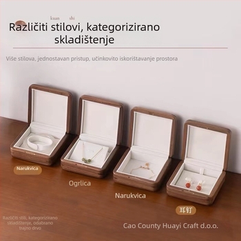 Drvena kutija za nakit od masivnog drveta, Guofeng stil, stolna kutija za pohranu nakita, 11 odjeljaka, preklopni poklopac