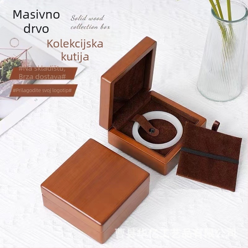 Drvena kutija za nakit od masivnog drveta, Guofeng stil, stolna kutija za pohranu nakita, 11 odjeljaka, preklopni poklopac