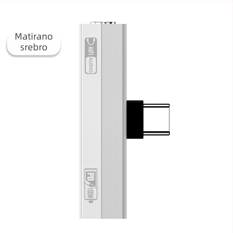 Type-C 2-u-1 audio pretvarač za slušalice i punjenje — PD100W brzo punjenje, digitalno dekodiranje zvuka, kompatibilno s Huawei, Xiaomi, Honor, Oppo, iPhone 17 i drugi USB-C uređaji