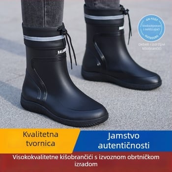 Muške čizme za kišu – PVC gornji dio, potplata od plastike injekcijom, vodootporne i protuklizne, niski gležanj