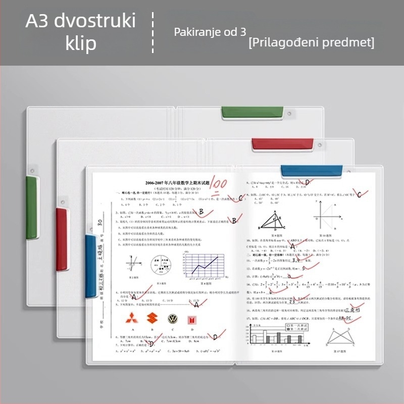 A4 mapa s dvostrukom šinom i okretno mehanizmom, prozirne umetke za učenike