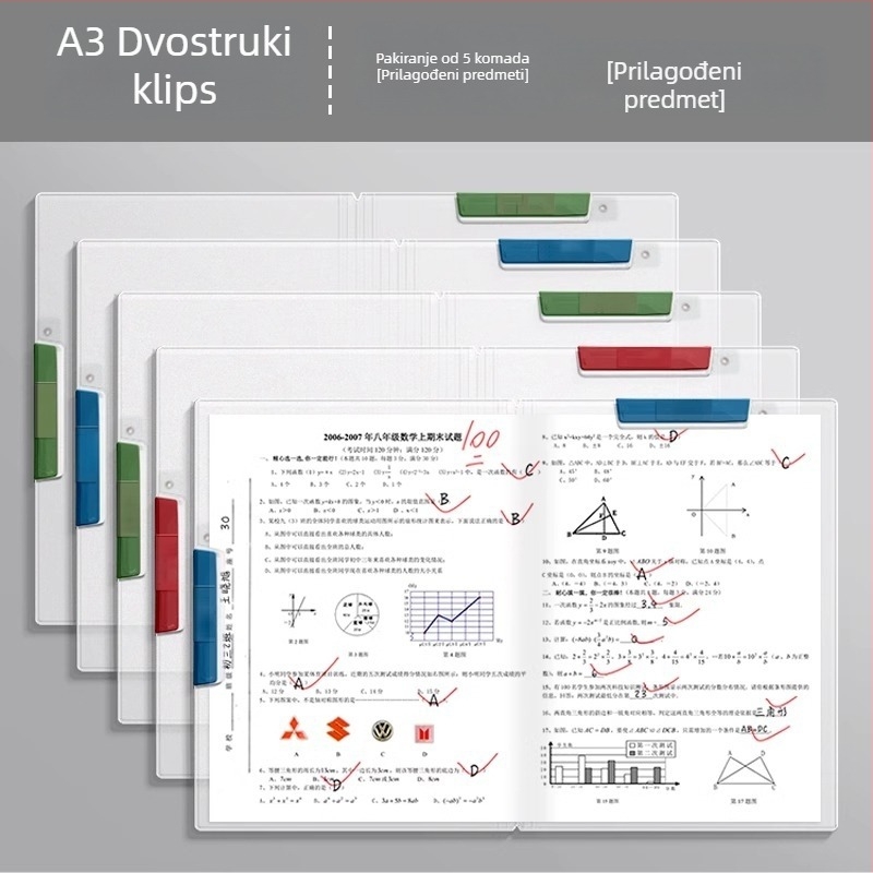 A4 mapa s dvostrukom šinom i okretno mehanizmom, prozirne umetke za učenike