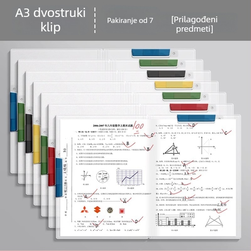 A4 mapa s dvostrukom šinom i okretno mehanizmom, prozirne umetke za učenike