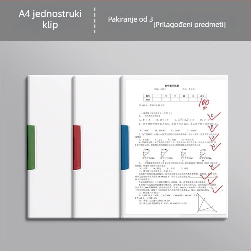 A4 mapa s dvostrukom šinom i okretno mehanizmom, prozirne umetke za učenike