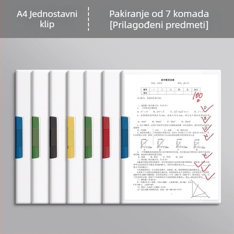 A4 mapa s dvostrukom šinom i okretno mehanizmom, prozirne umetke za učenike