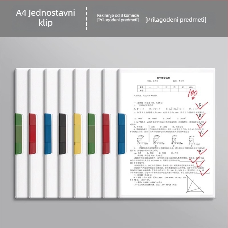 A4 mapa s dvostrukom šinom i okretno mehanizmom, prozirne umetke za učenike