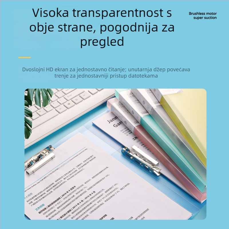 Yaxing PP folder za dokumente s jakim klipsom i pločastim klipom, mat završni vodootporni premaz, bez ispisa