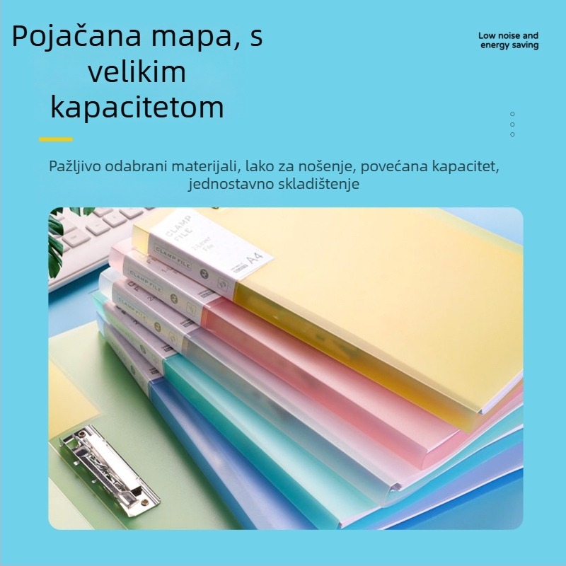 Yaxing PP folder za dokumente s jakim klipsom i pločastim klipom, mat završni vodootporni premaz, bez ispisa