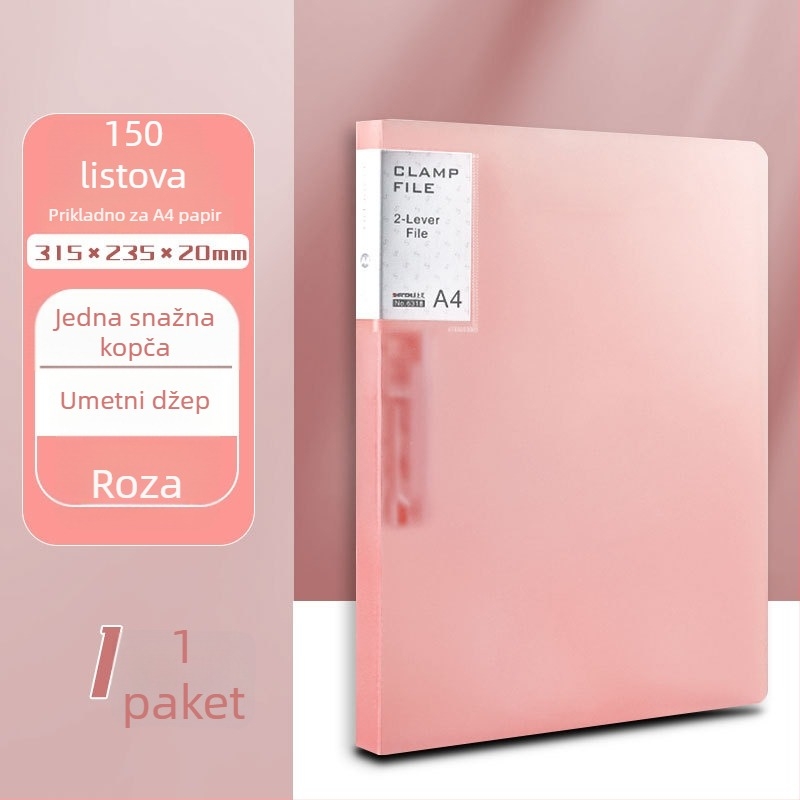 Yaxing PP folder za dokumente s jakim klipsom i pločastim klipom, mat završni vodootporni premaz, bez ispisa