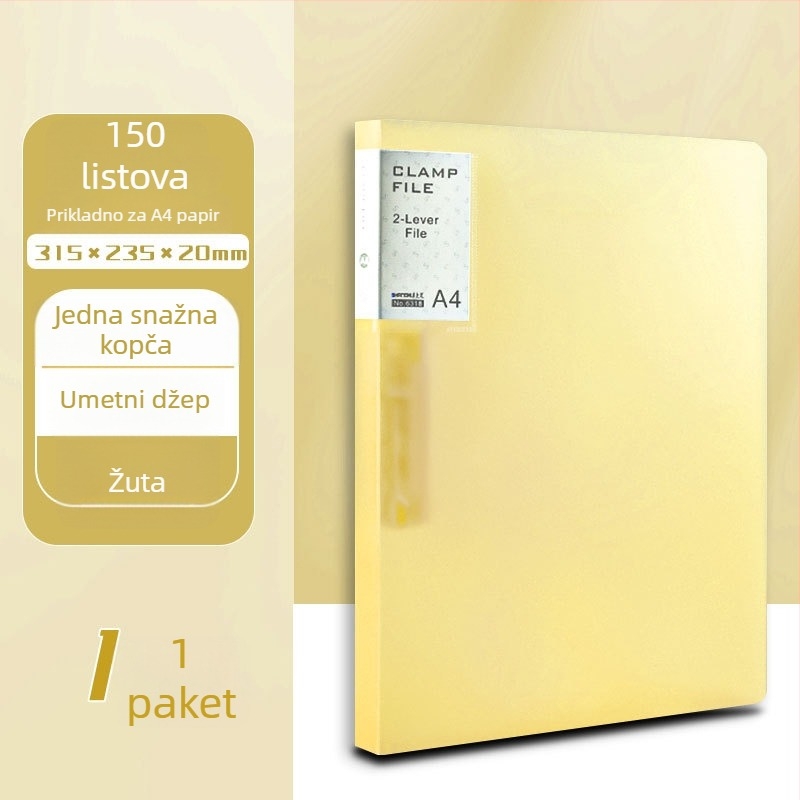 Yaxing PP folder za dokumente s jakim klipsom i pločastim klipom, mat završni vodootporni premaz, bez ispisa