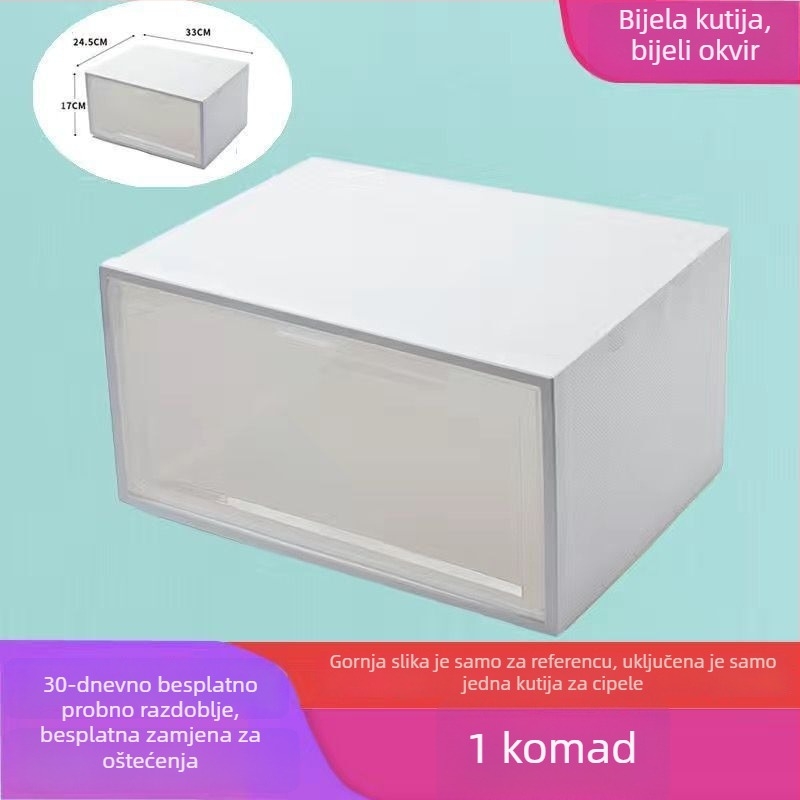 Kutija za cipele sa bočnim otvorom, prozirna plastična kutija (PP), sklopiva i slagiva, kapacitet 18 L