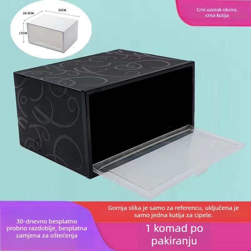 Kutija za cipele sa bočnim otvorom, prozirna plastična kutija (PP), sklopiva i slagiva, kapacitet 18 L